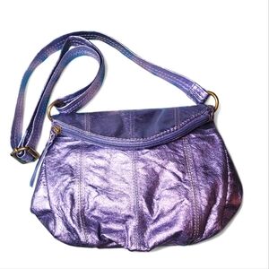 SAC Leather Metallic Blue (Purple Hue) Crossbody  Shoulder Bag
